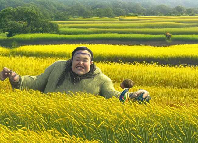 稻田里的巨人儿童故事（稻田里的故事教案）