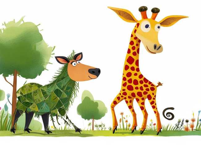 大灰狼和长颈鹿儿童故事、大灰狼和长劲鹿的故事