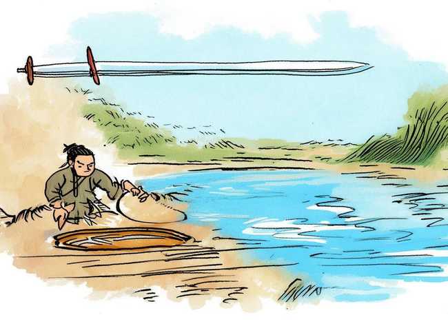 刻舟求剑成语故事手抄报、刻舟求剑成语故事手抄报,简单