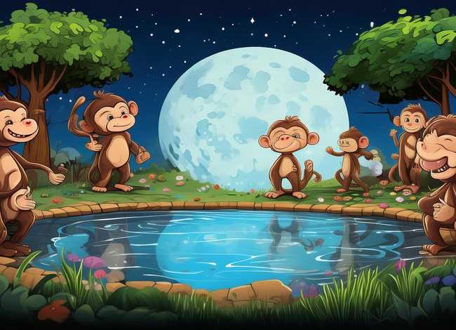 猴子捞月故事视频幼儿园、猴子捞月讲故事视频