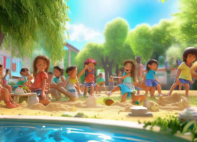 夏天的故事儿童画；夏天的故事绘画幼儿园