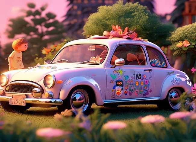 白色小汽车儿童故事，睡前故事彩色的小汽车