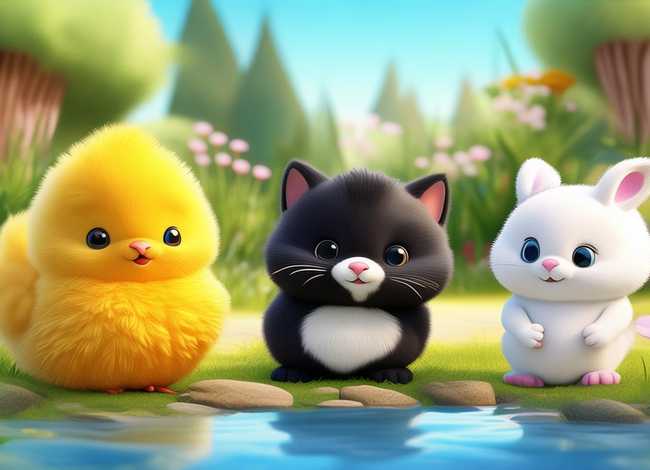 儿童连环画小鸡小猫和小兔，儿童连环画小鸡小猫和小兔图片