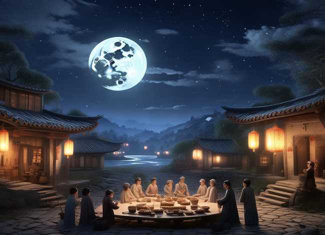 中秋节传说故事绘画；中秋节传说故事绘画图片