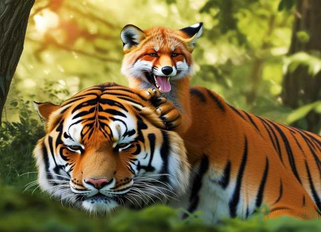 狐假虎威儿童画 - 狐假虎威儿童画图片 狐假虎威儿童画 - 狐假虎威儿童画图片