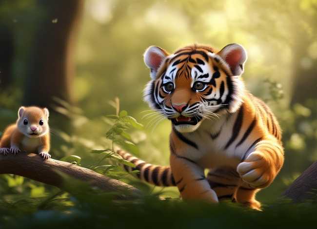儿童故事老虎和小松鼠 - 老虎和松鼠的幼儿故事