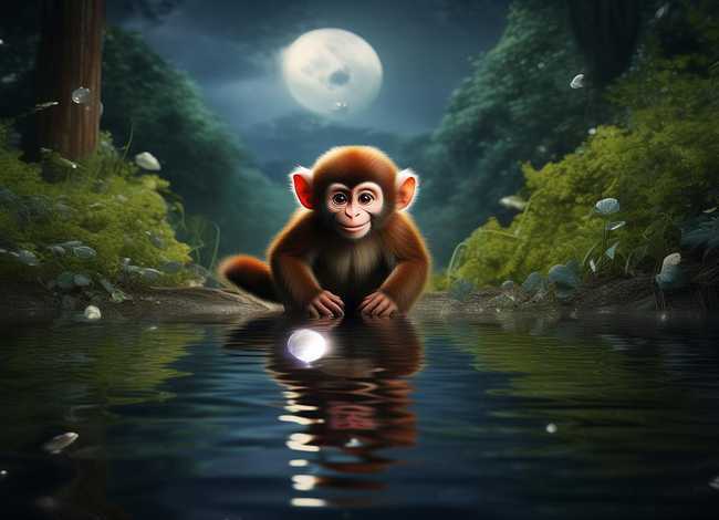 儿童故事猴子捞月、幼儿猴子捞月故事