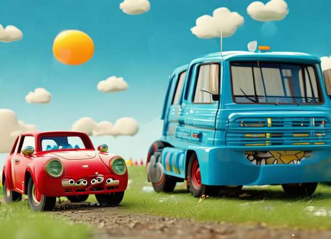 大卡车与小轿车和儿童故事（幼儿小汽车与大货车的故事）