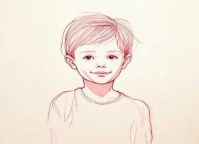 线描人物画儿童 线描人物儿童画简单