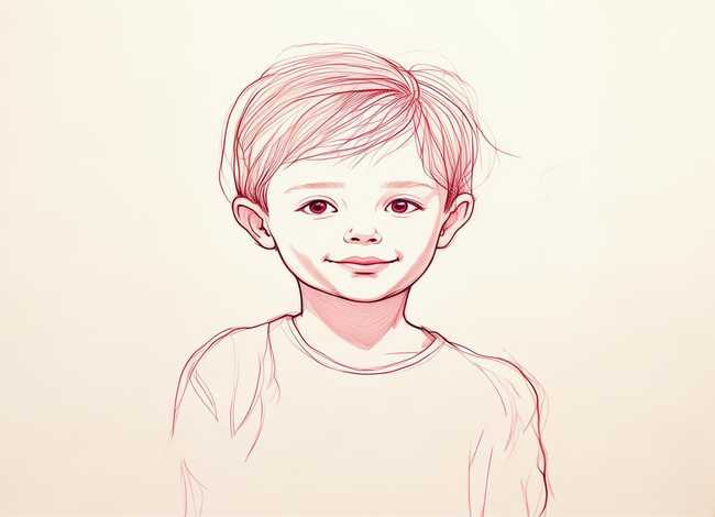 线描人物画儿童 线描人物儿童画简单