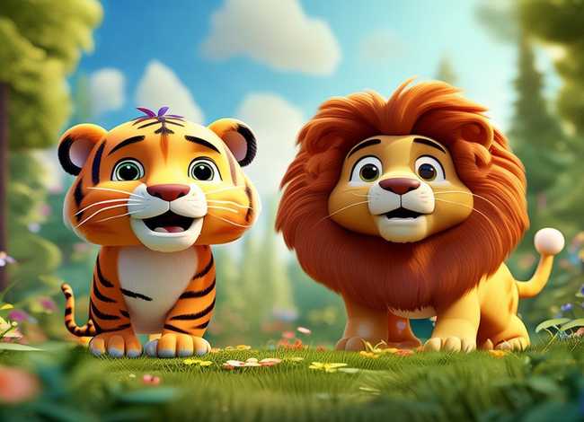 儿童故事老虎和狮子的故事，老虎和狮子儿童故事