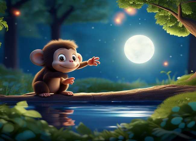 儿童睡前故事猴子捞月亮、睡前故事幼儿故事大全猴子捞月亮