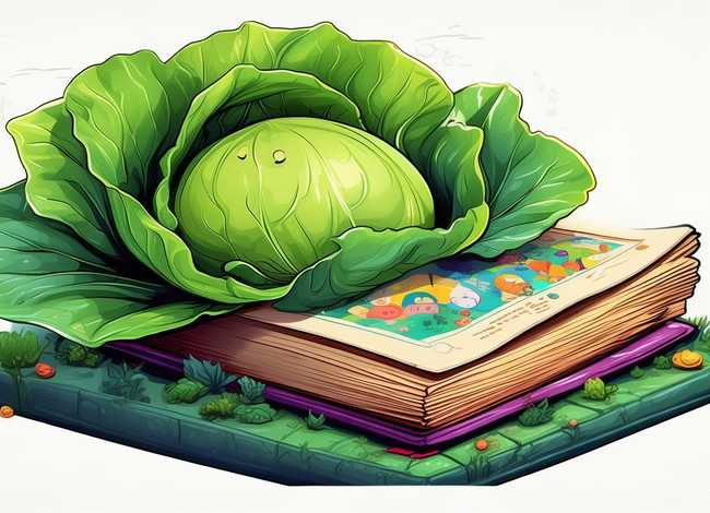 动漫故事书（动漫故事书书皮上有一个卷着叶子的大白菜）