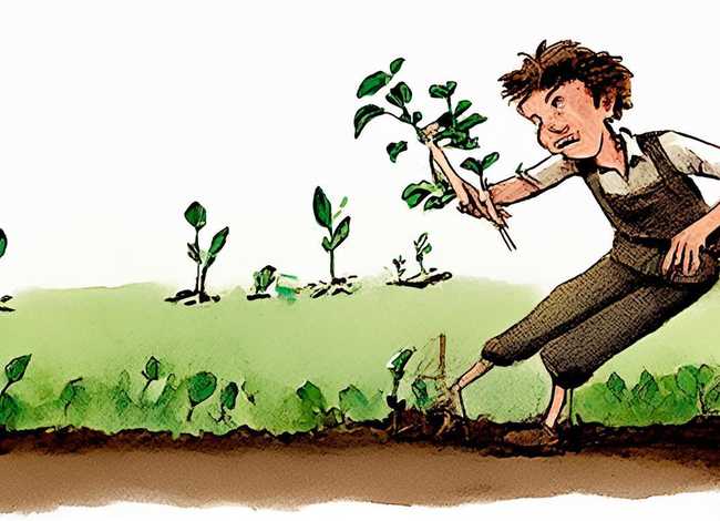 小学生成语故事(简短)拔苗助长的简笔画；拔苗助长成语故事的绘画大全
