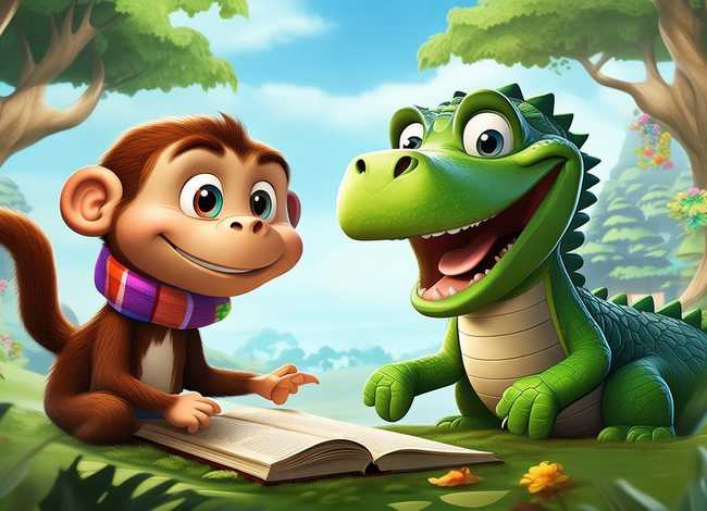 儿童英语小故事1一2分钟易背猴子和鳄鱼ppt（初中英语猴子和鳄鱼的故事）
