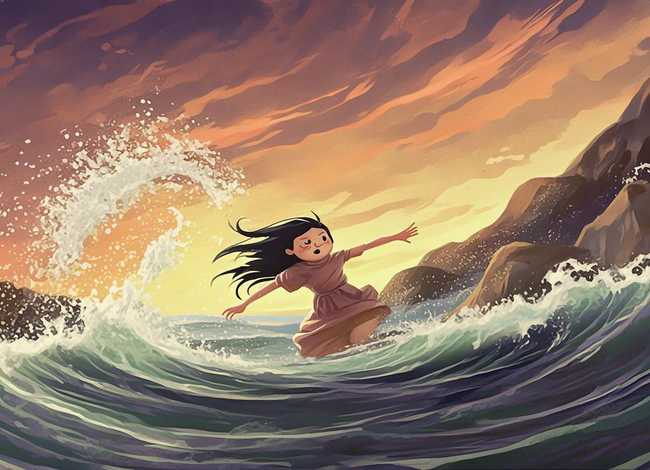 精卫填海儿童画神话故事，神话故事精卫填海的画怎么画