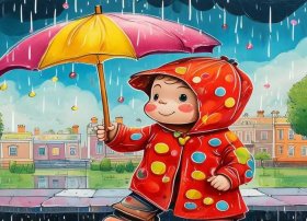 下雨穿雨衣儿童故事，儿童下雨天穿雨衣的简笔画