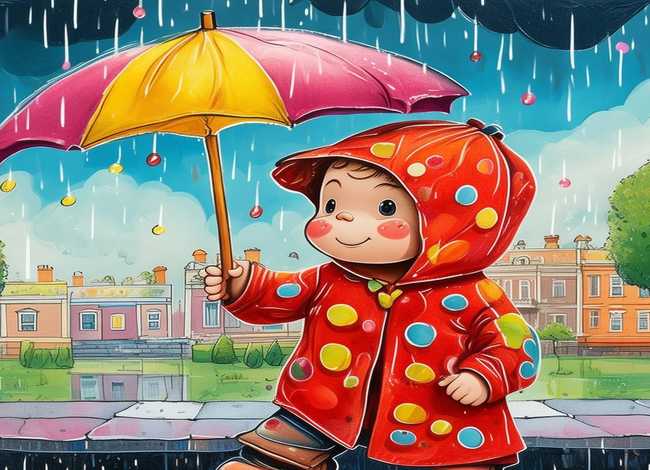 下雨穿雨衣儿童故事，儿童下雨天穿雨衣的简笔画