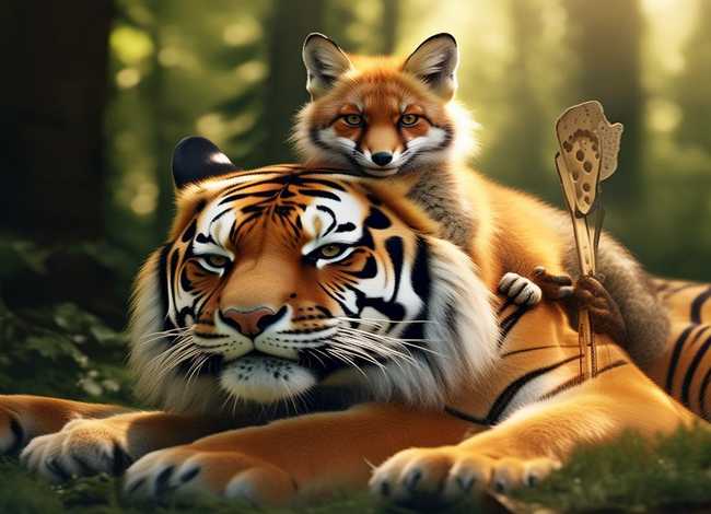 儿童故事狐假虎威ppt 狐假虎威 幼儿故事配图