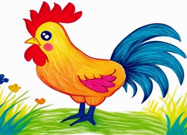 公鸡的儿童画 - 儿童画公鸡的简单画法