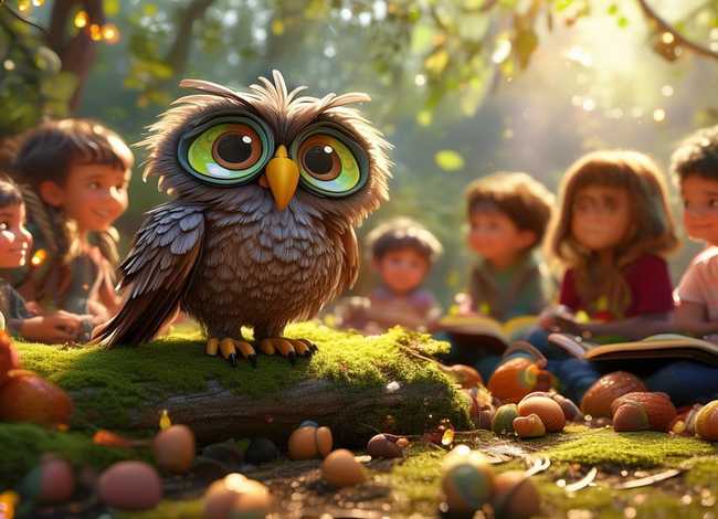 猫头鹰儿童益智故事、猫头鹰的快乐幼儿故事