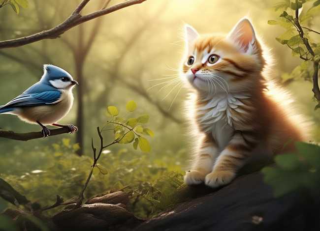 小猫咪的故事 - 山雀和小猫咪的故事