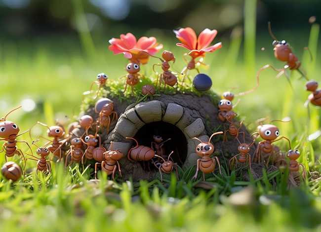 儿童画蚂蚁的家，儿童画蚂蚁的一家