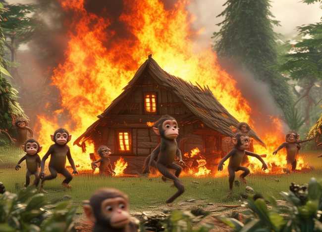儿童故事大全猴子家着火了；幼儿猴子故事大全
