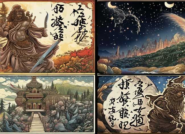 神话故事 连环画 - 神话故事 连环画 四幅图(有字的)