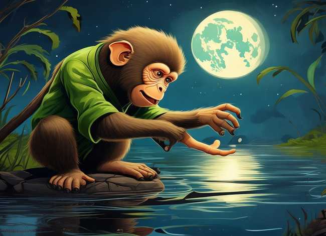 猴子捞月讲故事视频，猴子捞月故事表演视频