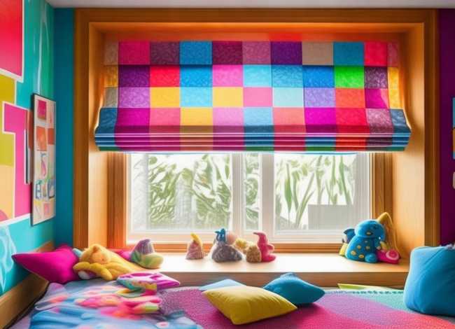 罗马帘儿童拼色，罗马帘儿童拼色效果图