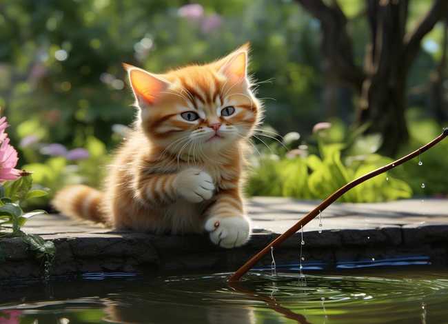 小花猫钓鱼故事；小花猫钓鱼的故事看图写话