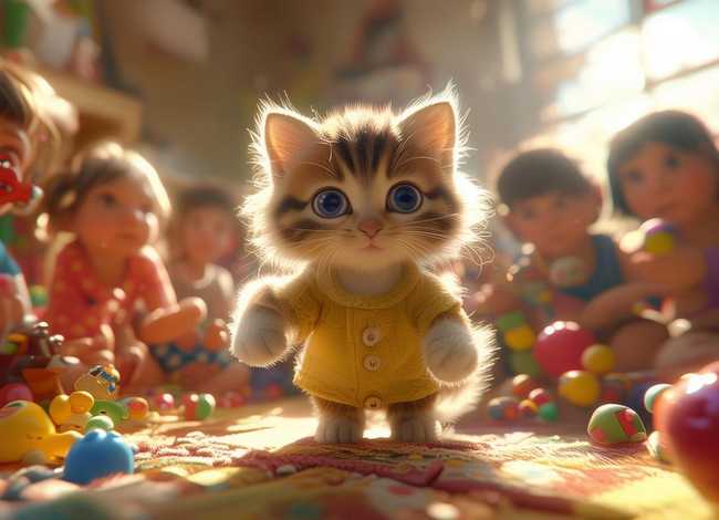 小猫的儿童故事表演；小猫的故事幼儿