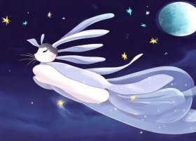 神话故事儿童画嫦娥奔月，神话故事嫦娥奔月简笔画