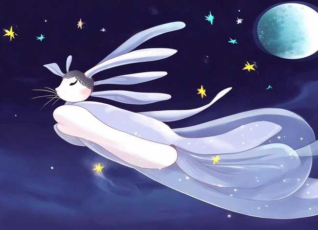 神话故事儿童画嫦娥奔月，神话故事嫦娥奔月简笔画