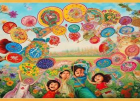 团扇 儿童画 团扇 儿童画海报