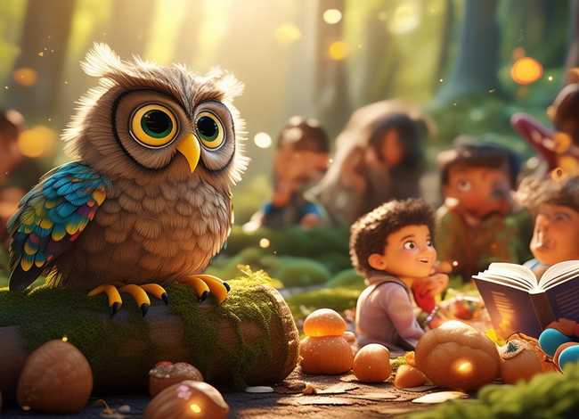 猫头鹰儿童益智故事、猫头鹰的快乐幼儿故事