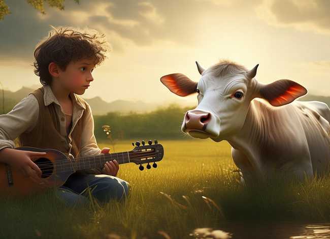 简短儿童故事对牛弹琴，对牛弹琴简短小故事