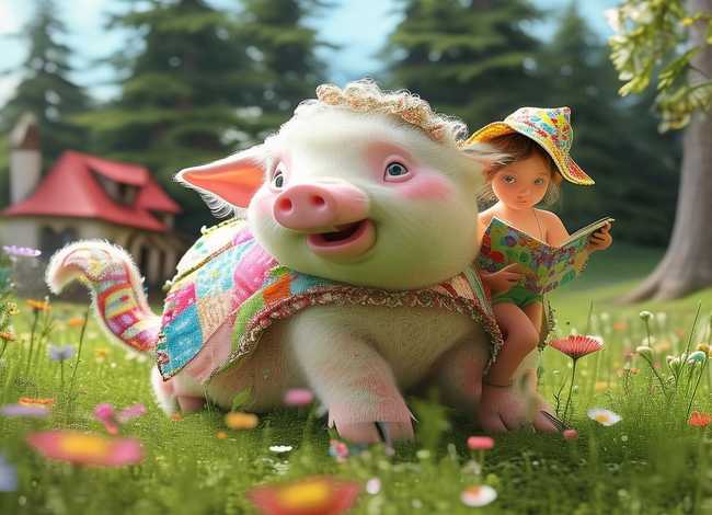 儿童故事的图片带有猪、儿童故事猪图片