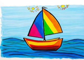 三年级儿童画，三年级儿童画帆船