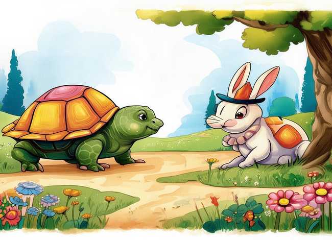 儿童绘本故事在线听龟兔赛跑；龟兔赛跑故事绘本十张