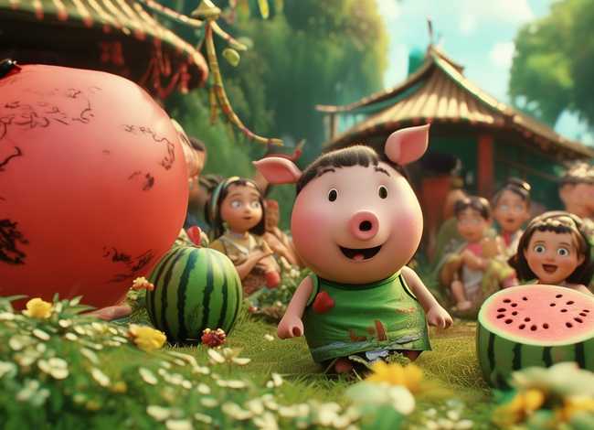 猪八戒吃西瓜儿童故事在线听、幼儿故事猪八戒吃西瓜在线听