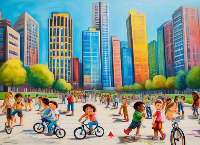 城市儿童画、城市幼儿画