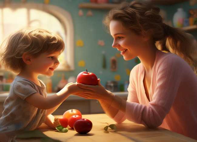 儿童简短小故事给妈妈一个苹果、给一个苹果的故事