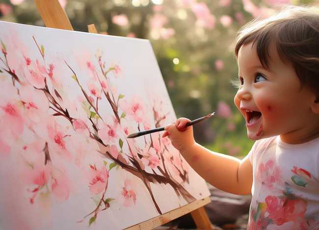 儿童画桃（儿童画桃花）