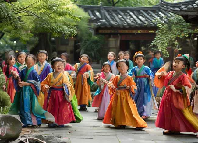 儿童国学汉服小故事表演；儿童汉服国学服