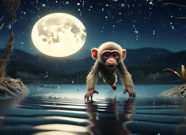 猴子捞月故事表演、猴子捞月故事动作表演