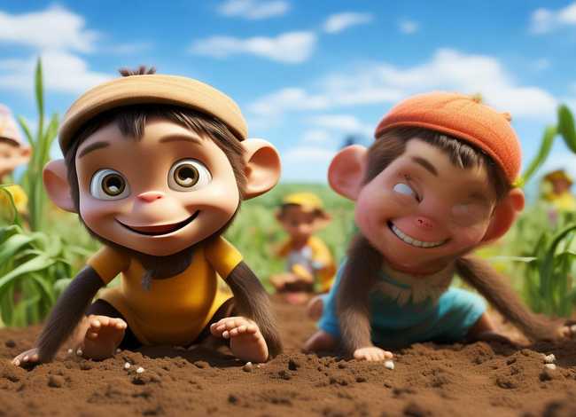 猴哥猴弟种玉米儿童故事、幼儿故事猴哥猴弟种玉米