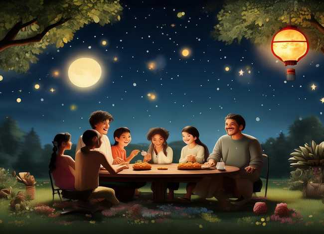 中秋的传说故事；中秋的传说故事和美好寓意画画作品