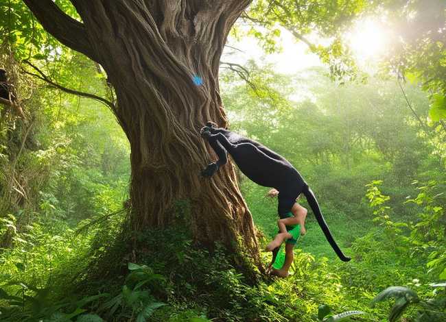 豹大王爬树儿童故事、豹子爬树